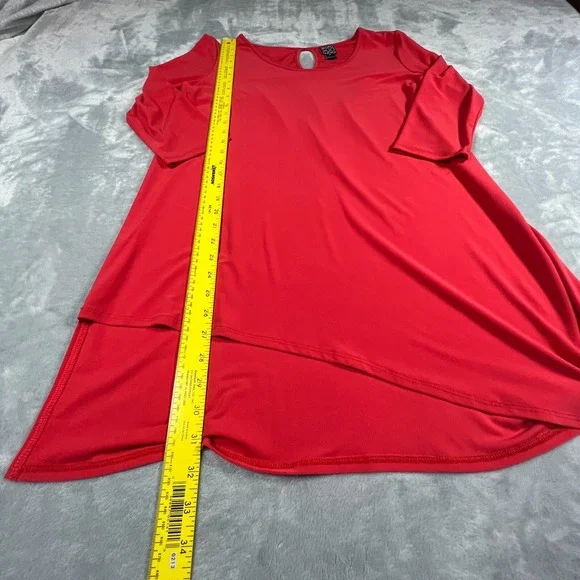 Clara Sun Woo Womens Dress Sz M Lagenlook Relaxed Casual Stretch Comfy Red - Picture 4 of 10